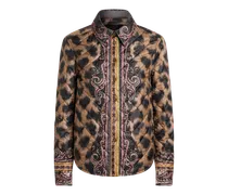 Abgesteppte Overshirt-jacke Mit Animal-print, Damen, Braun, Größe