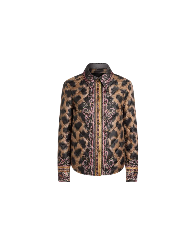 Etro Abgesteppte Overshirt-jacke Mit Animal-print, Damen, Braun, Größe Braun