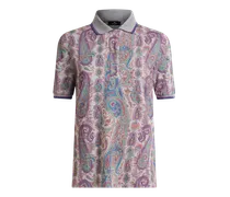 Poloshirt Aus Baumwoll-piquet Mit Paisley-ramage-motiv, Damen, Violett, Größe