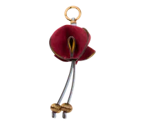 Charm Mit Blume Aus Wildleder, Damen, Bordeaux