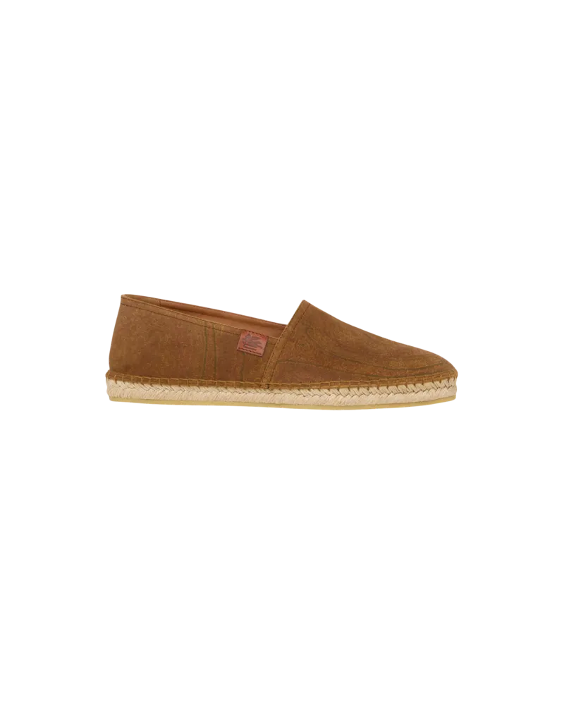 Etro Espadrilles Aus Veloursleder Mit Arnica-motiv, Herren, Braun, Größe Braun