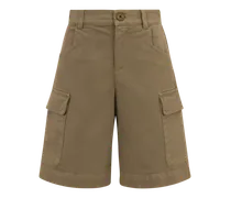 Bermudashorts Im Cargostil Aus Stretchbaumwolle Mit Logo, Dunkelgrün, Größe