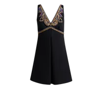 Minikleid Aus Wolle Mit Paisley-foliage-stickerei, Damen, Schwarz, Größe