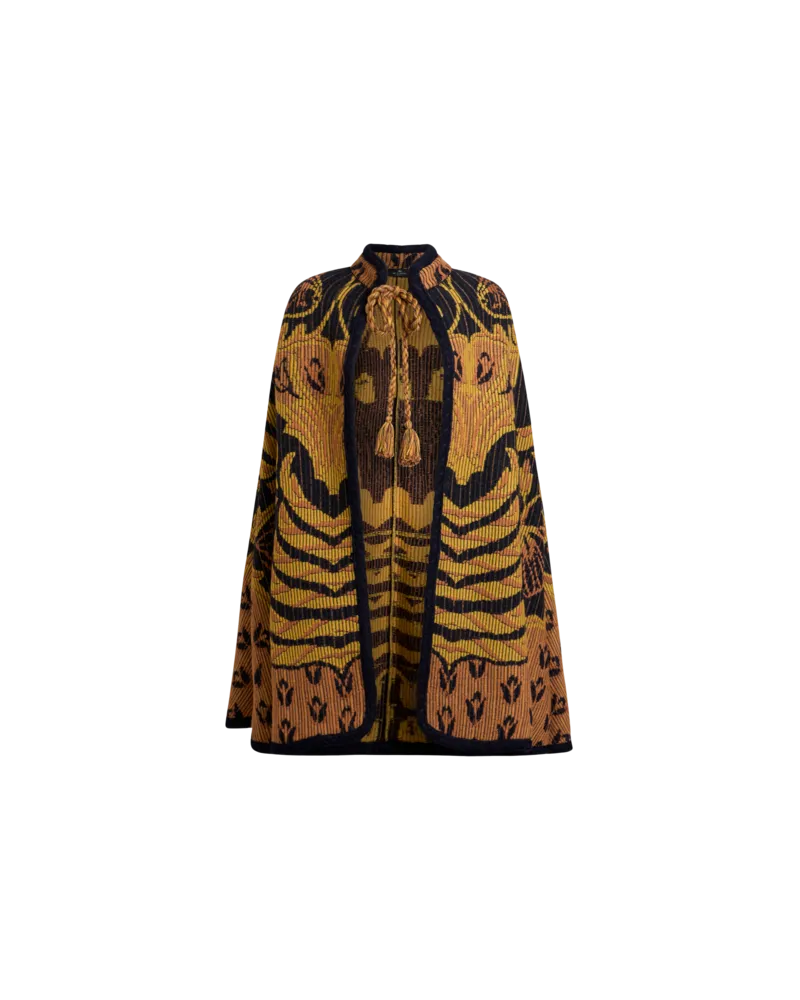 Etro Umhang Aus Einer Mischung Aus Wolle Und Baumwolle Mit Jacquardmuster, Damen, Gelb Gelb