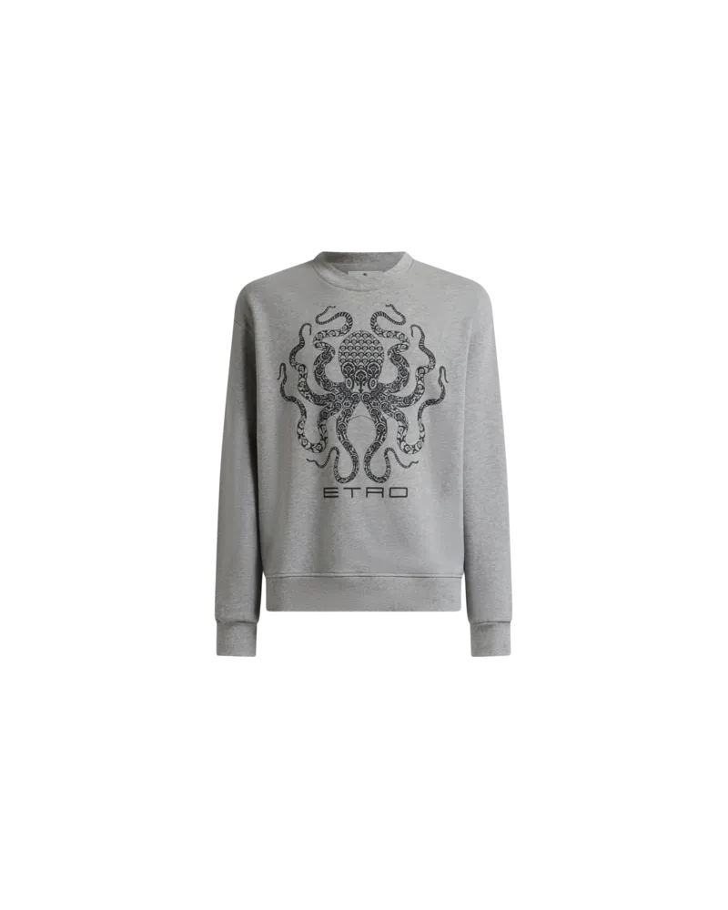 Etro Sweatshirt Mit Tintenfisch Und Logo, Herren, Grau, Größe Grau