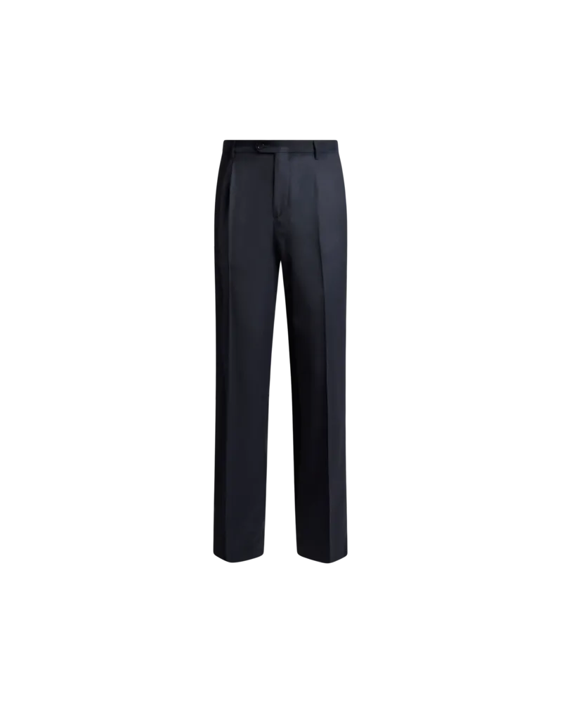 Etro Hose Aus Wollflanell-mischgewebe Mit Bügelfalte, Herren, Blau, Größe Blau