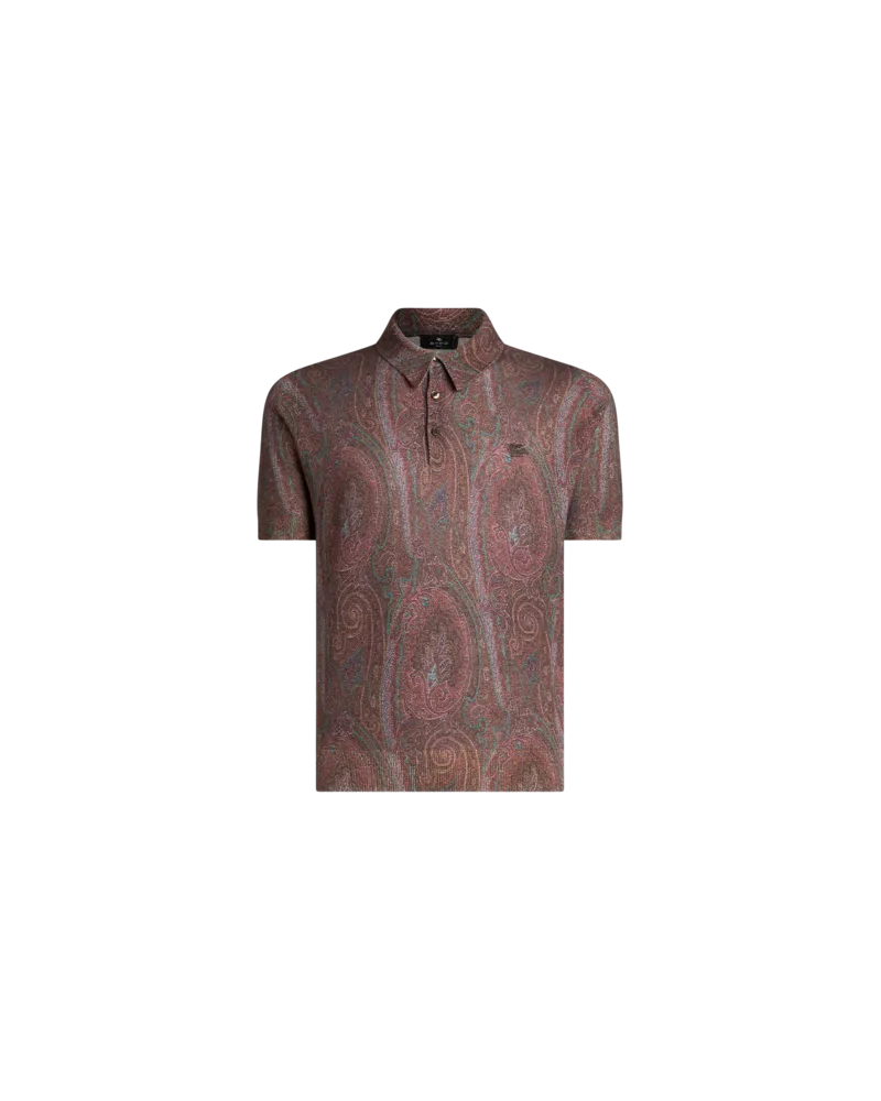 Etro Poloshirt In Strick Mit Paisley-print, Herren, Rot, Größe Rot