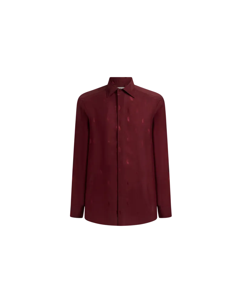 Etro Jacquard-hemd Aus Einer Seidenmischung Mit Fil-coupé-paisleys, Herren, Rot, Größe Rot