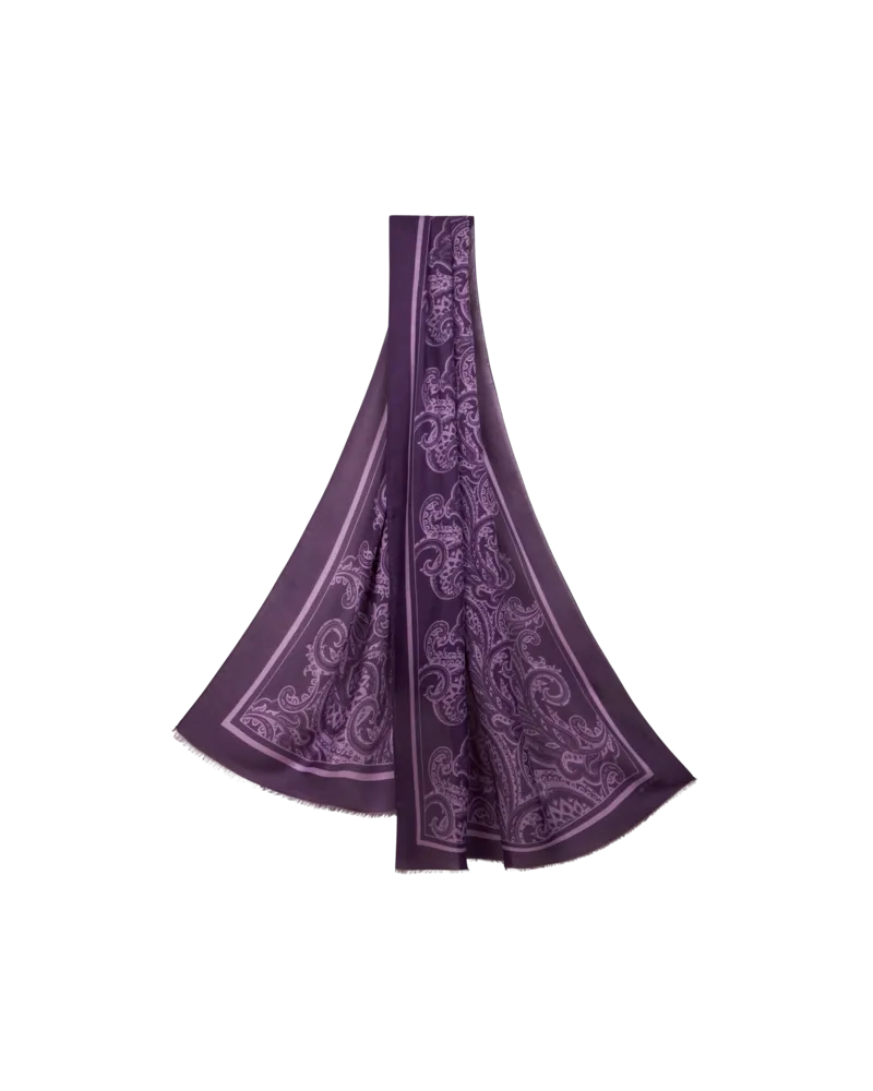 Etro Schal Aus Einer Kaschmirmischung Mit Paisleymotiv, Herren, Violett Violett