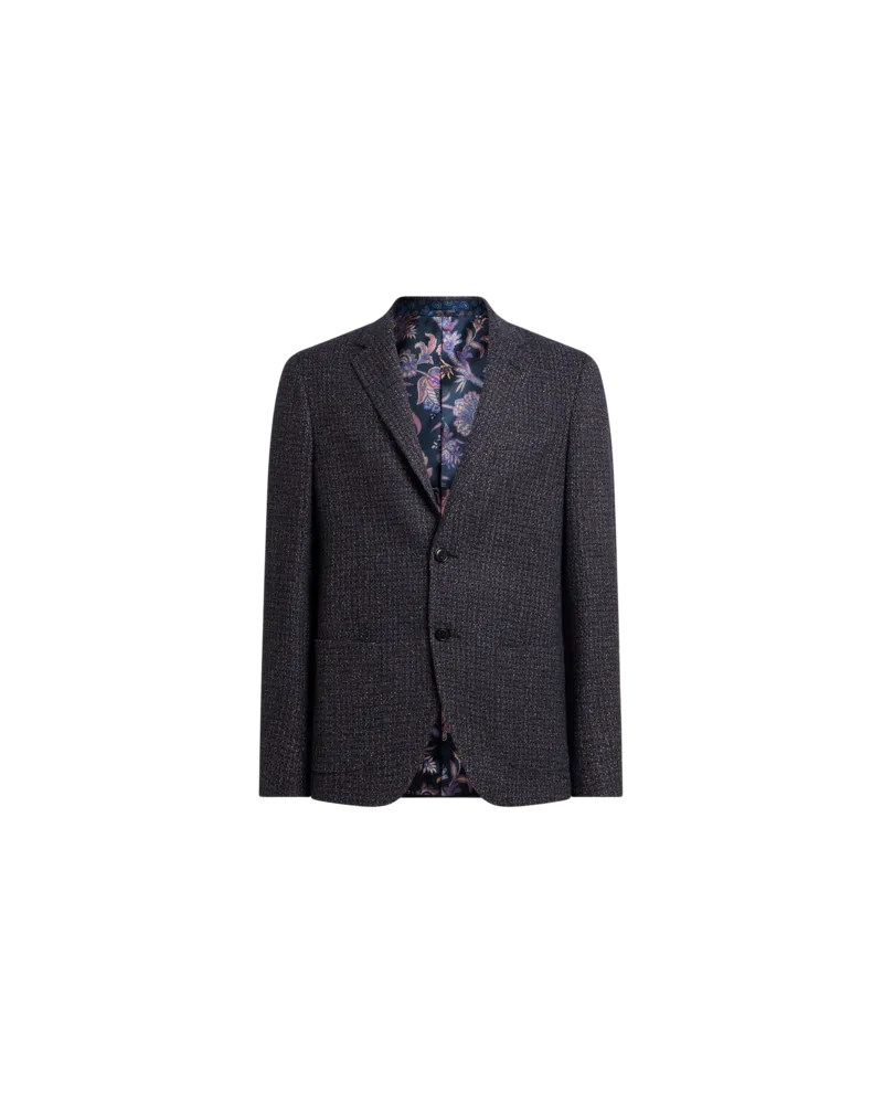 Etro Einreihige Jacke Aus Bouclé Aus Einer Wollmischung, Herren, Blau, Größe Blau