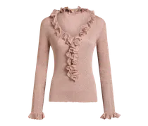 Metallic-top Mit Rüschen, Damen, Rosa, Größe