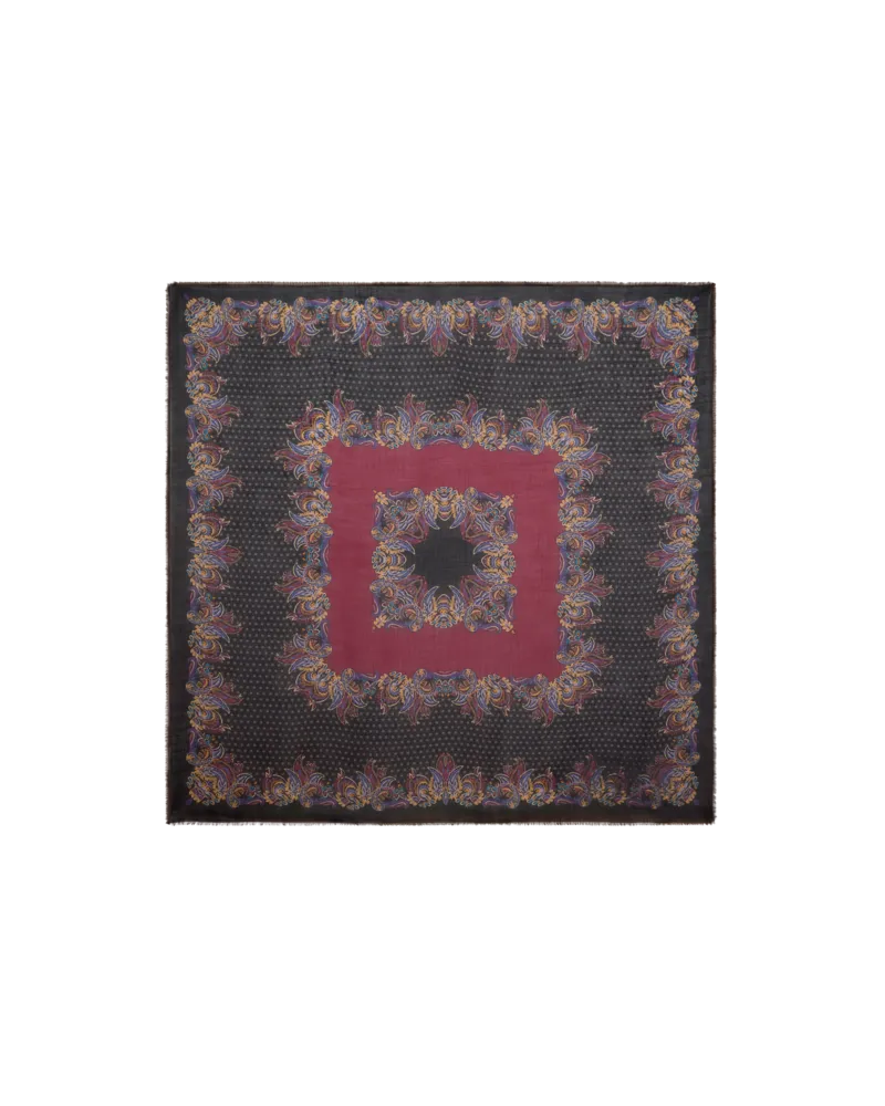 Etro Schuktertuch Aus Kaschmir Mit Floralem Paisleymotiv, Damen, Schwarz Schwarz