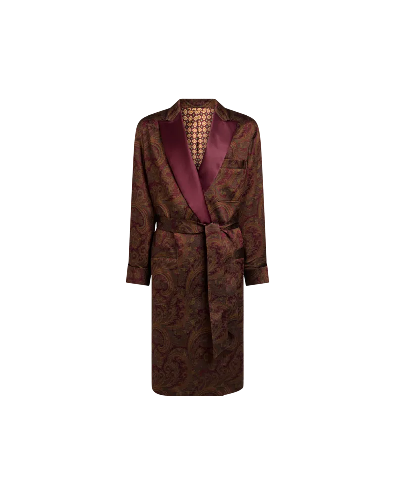 Etro Jacquard-wickelmantel Mit Paisley-motiv, Herren, Braun, Größe Braun