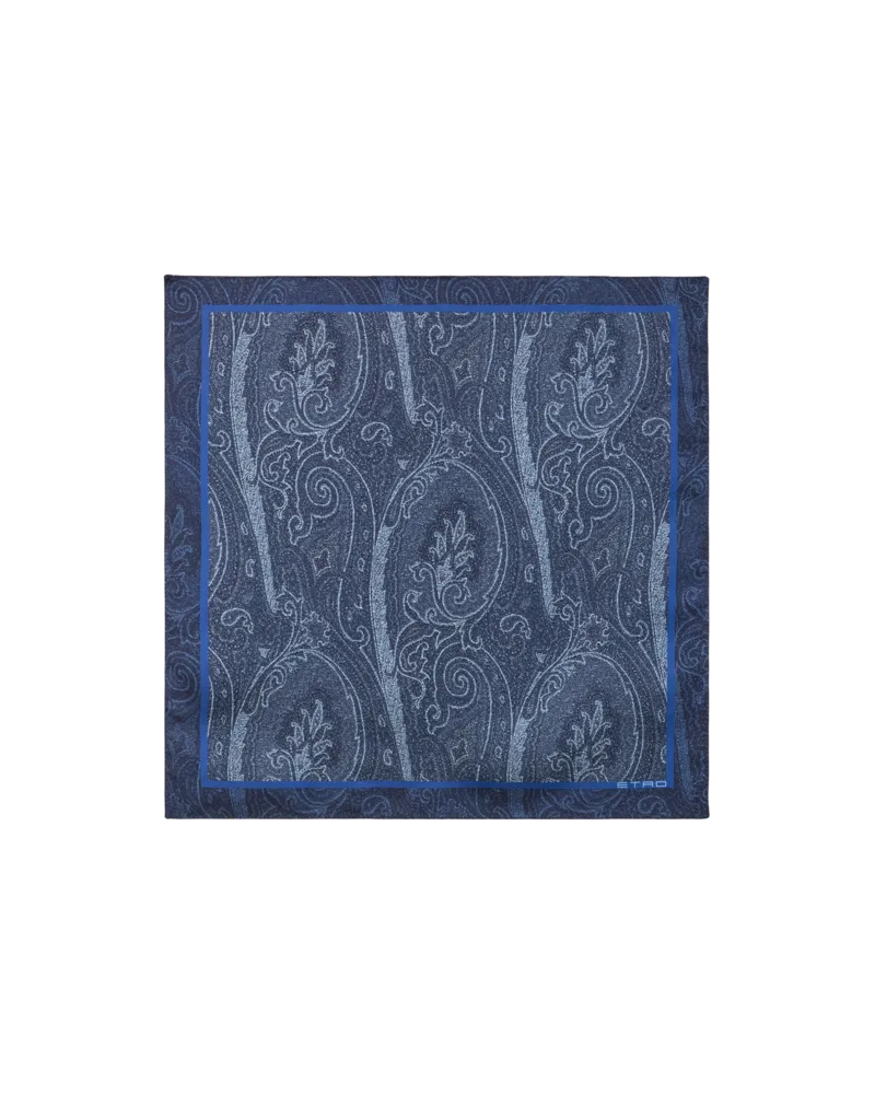 Etro Einstecktuch Aus Bedruckter Seide, Herren, Navyblau Navyblau