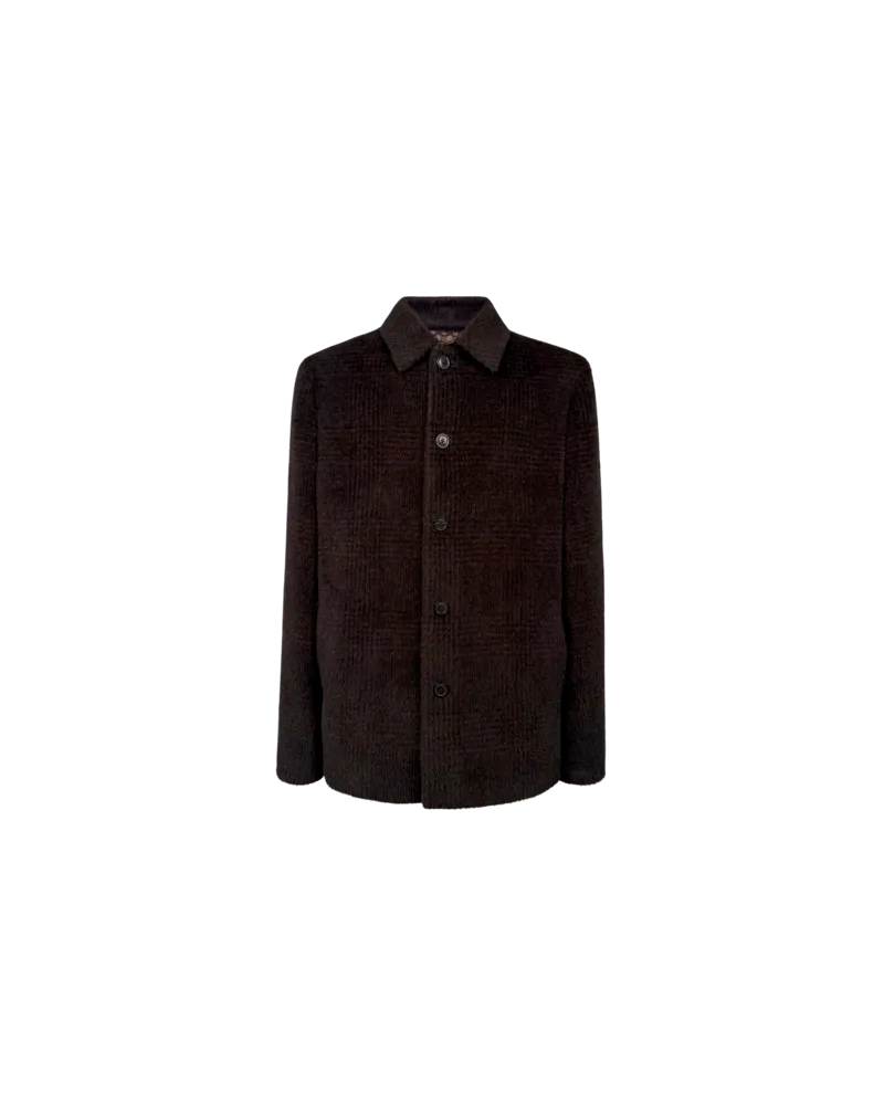Etro Caban Aus Wolle Und Alpaka Mit Karomotiv, Herren, Braun, Größe Braun