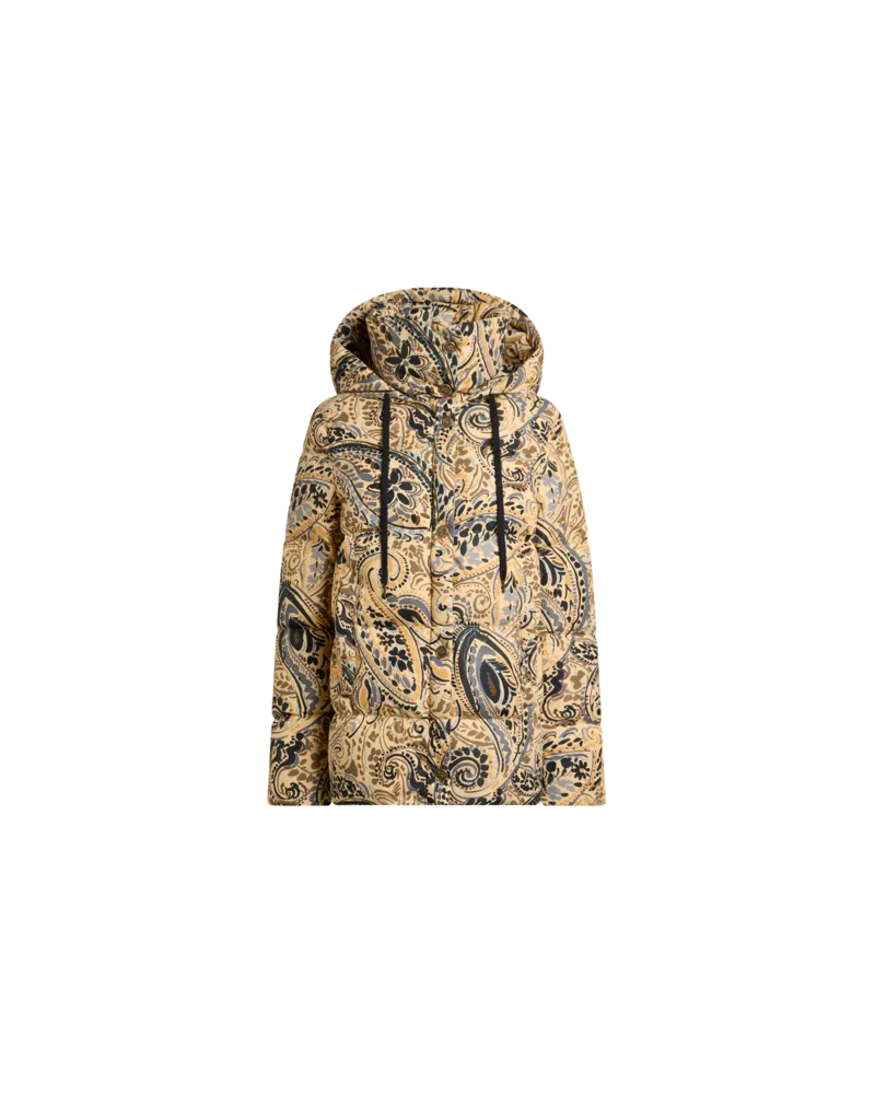 Etro Daunenjacke Aus Recyceltem Nylon Mit Kapuze Und Paisley-motiv, Damen, Beige, Größe Beige