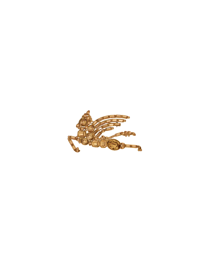 Etro Brosche Pegaso Mit Kristallen, Damen, Gold Gold