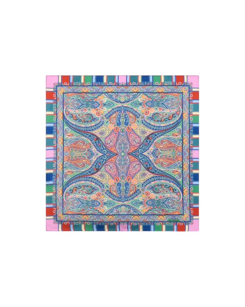 Etro Einstecktuch Aus Seide Mit Blumenmotiv, Herren, Blau Blau