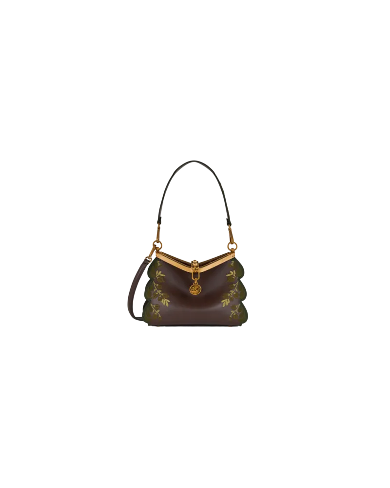 Etro Kleine Vela-tasche Mit Stickerei, Damen, Braun Braun