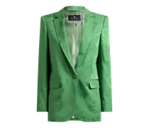 Einreihige Jacquard-jacke Mit Floralem Motiv, Damen, Grün, Größe