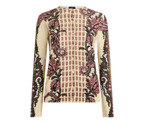 Cardigan Aus Seide Und Kaschmir Mit Floralem Paisley-motiv, Damen, Beige, Größe