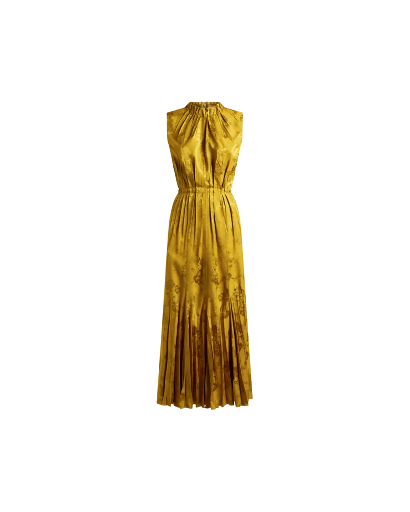 Etro Langes Kleid Mit Jacquard-ramage-motiv, Damen, Gelb, Größe Gelb