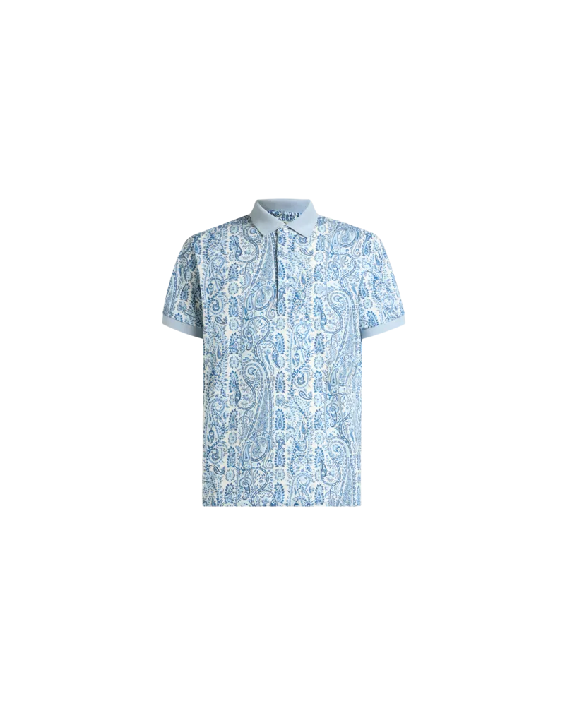 Etro Polo Aus Baumwolle Mit Paisleymuster, Herren, Hellblau, Größe Hellblau