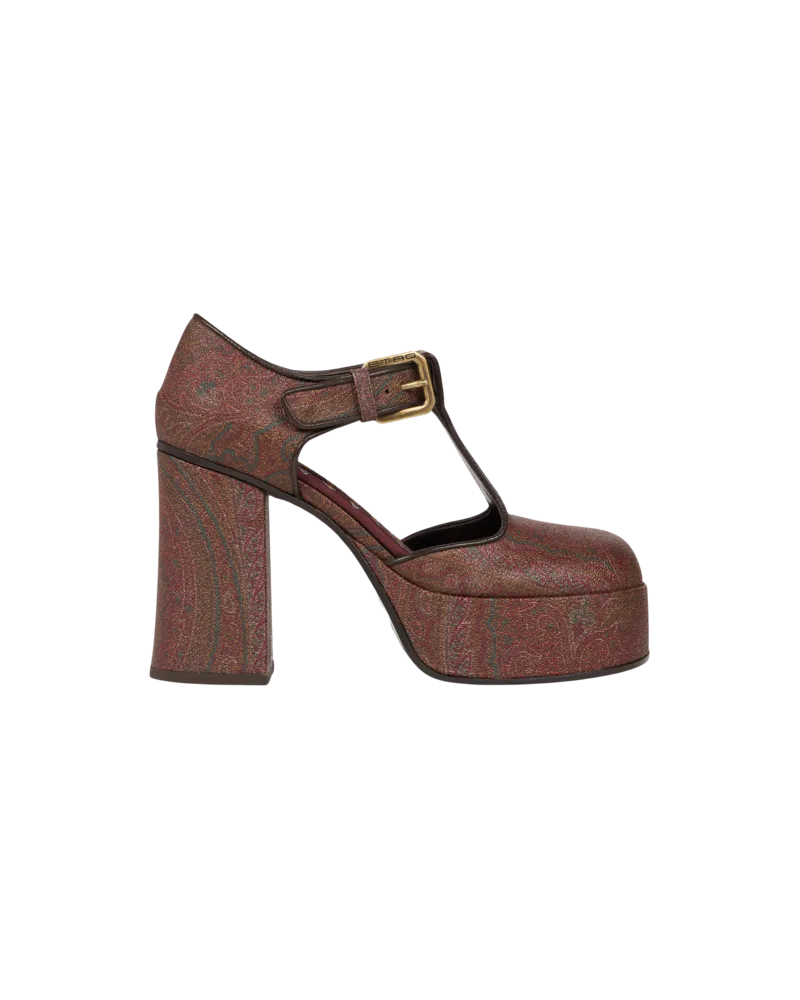 Etro Sandalen Mary Jane Mit Paisleymuster, Damen, Braun, Größe Braun