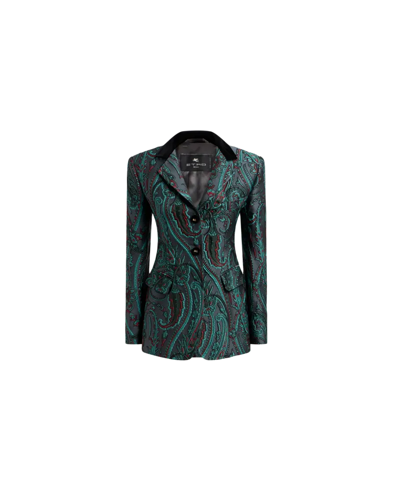 Etro Einreihige Jacquard-jacke Mit Paisleymuster, Damen, Grau, Größe Grau