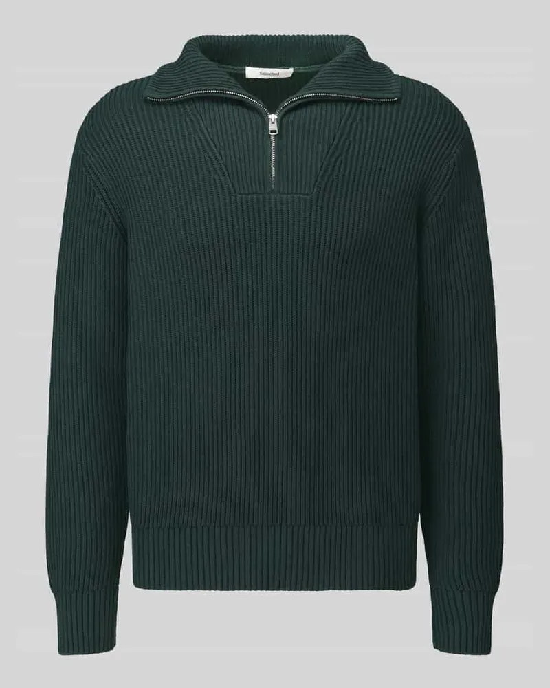 Selected Relaxed Fit Troyer aus reiner Baumwolle Modell 'DRY Dunkelgruen