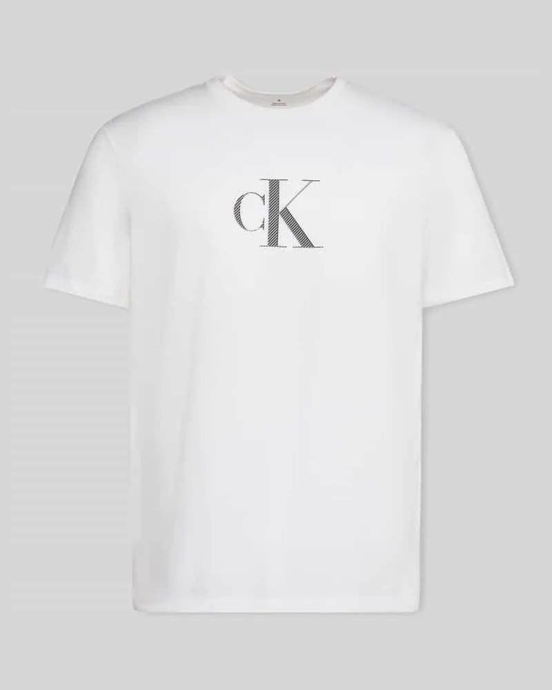 Calvin Klein Regular Fit T-Shirt mit Logo Print Weiss