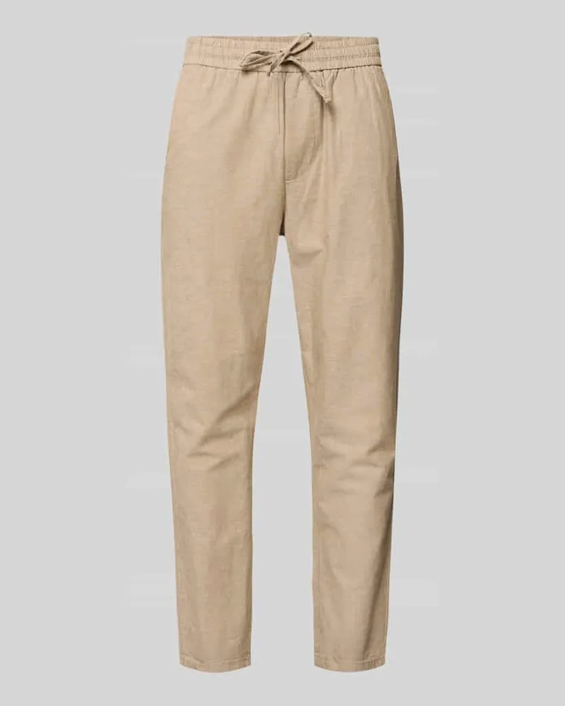 Only & Sons Tapered Leinenhose aus Baumwoll-Leinen-Mix Modell 'LINUS Beige