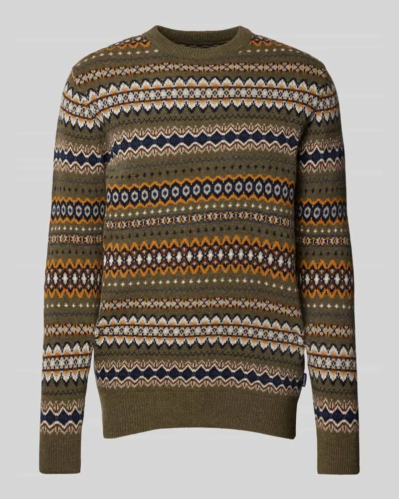 Barbour Strickpullover mit Rundhalsausschnitt Modell 'Case Fairisle Gruen