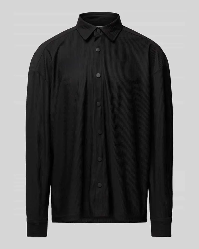Only & Sons Relaxed Fit Hemdjacke mit Plisseefalten Modell 'KARI Black