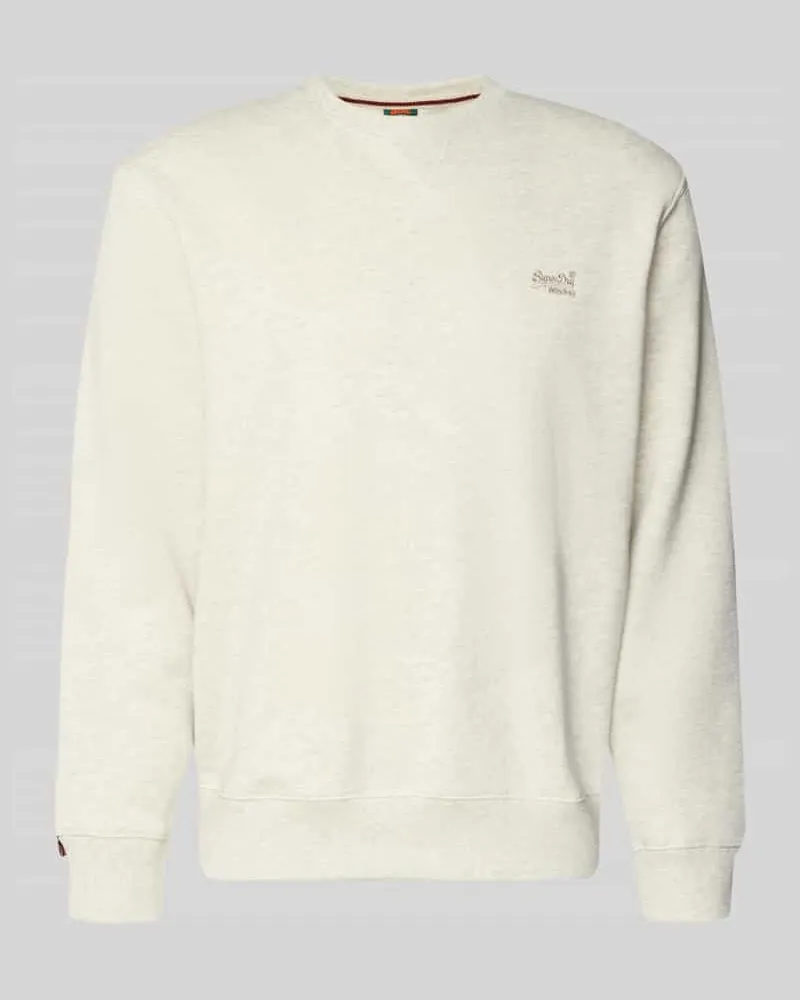 Superdry. Sweatshirt mit Rundhalsausschnitt und Label-Stitching Hellgrau