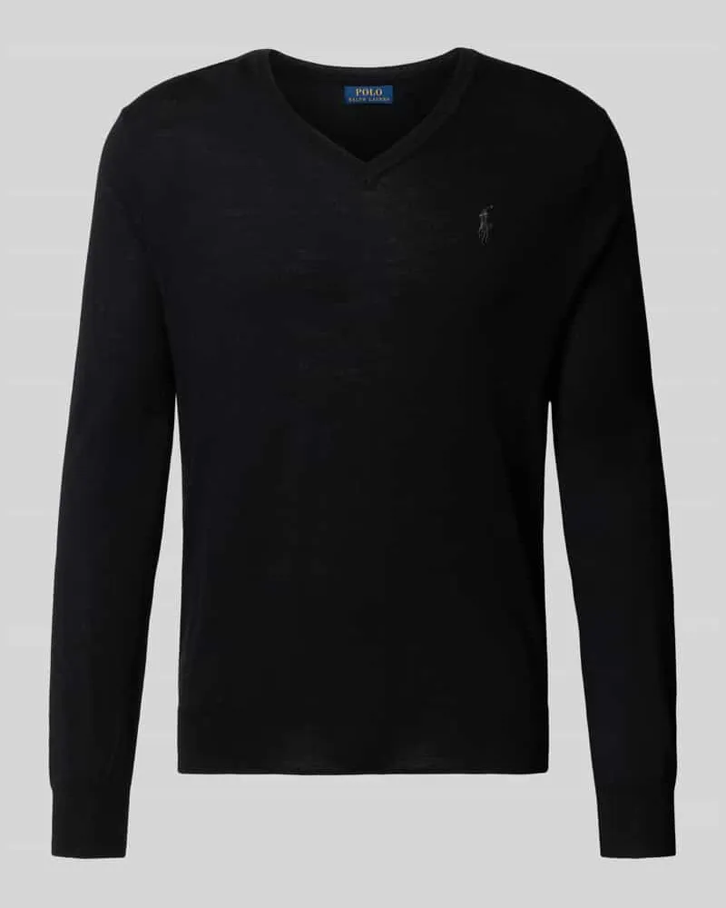 Ralph Lauren Strickpullover aus Merinowolle mit V-Ausschnitt Black