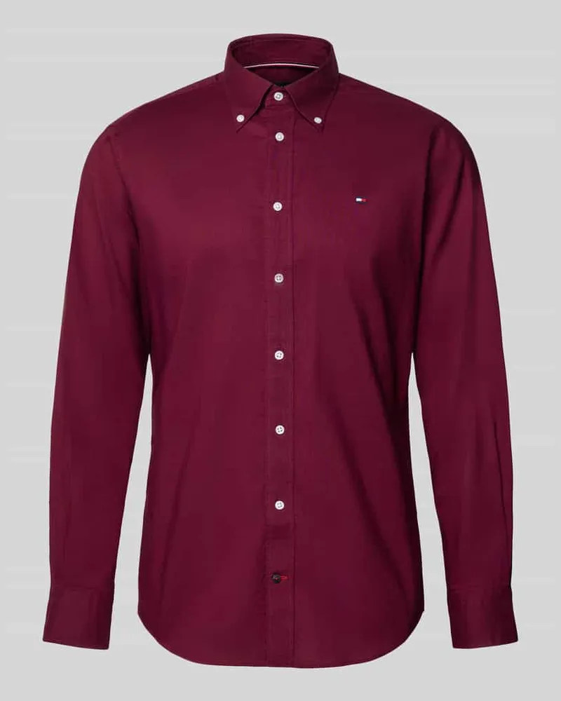 Tommy Hilfiger Regular Fit Businesshemd aus reiner Baumwolle Bordeaux