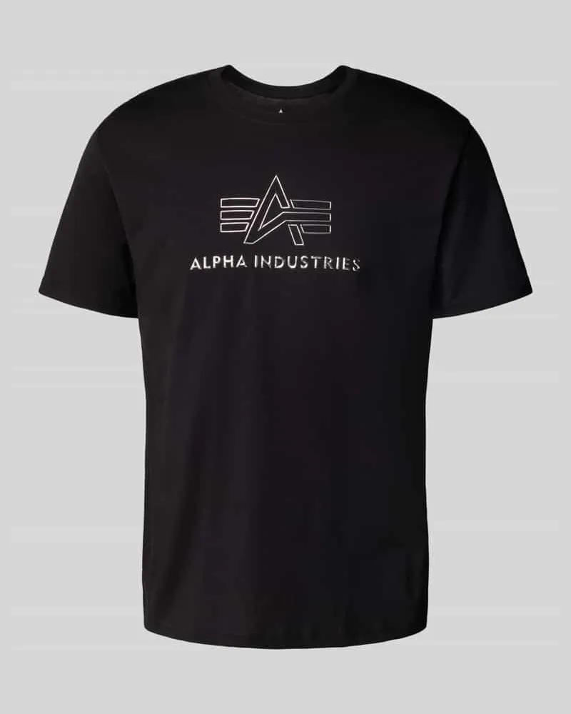 Alpha Industries T-Shirt mit Label-Print und Rundhalsausschnitt 