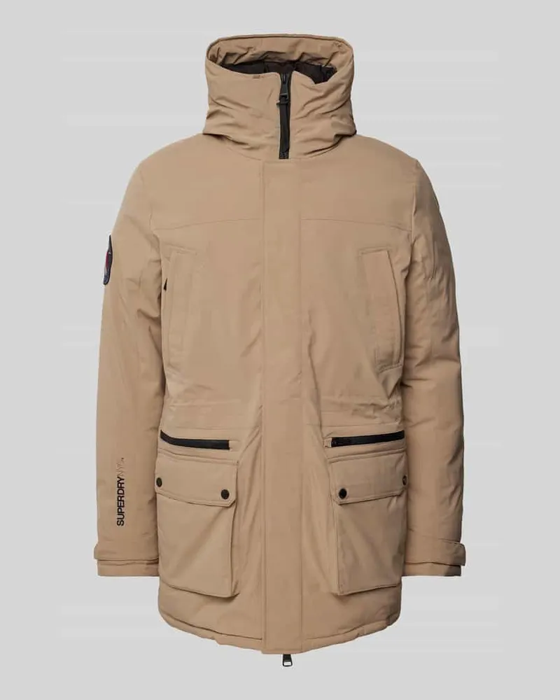 Superdry. Parka mit Stehkragen Sand
