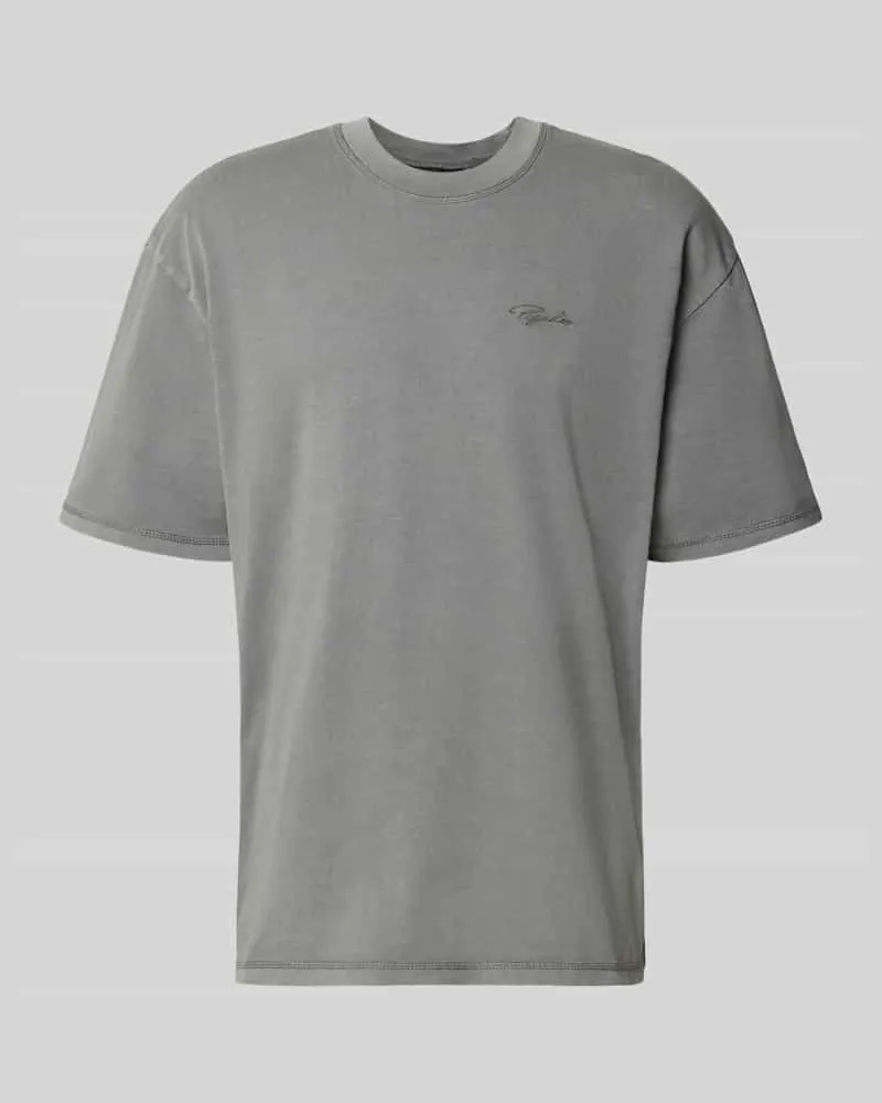 PEGADOR Oversized Fit T-Shirt mit Logo-Stitching Anthrazit