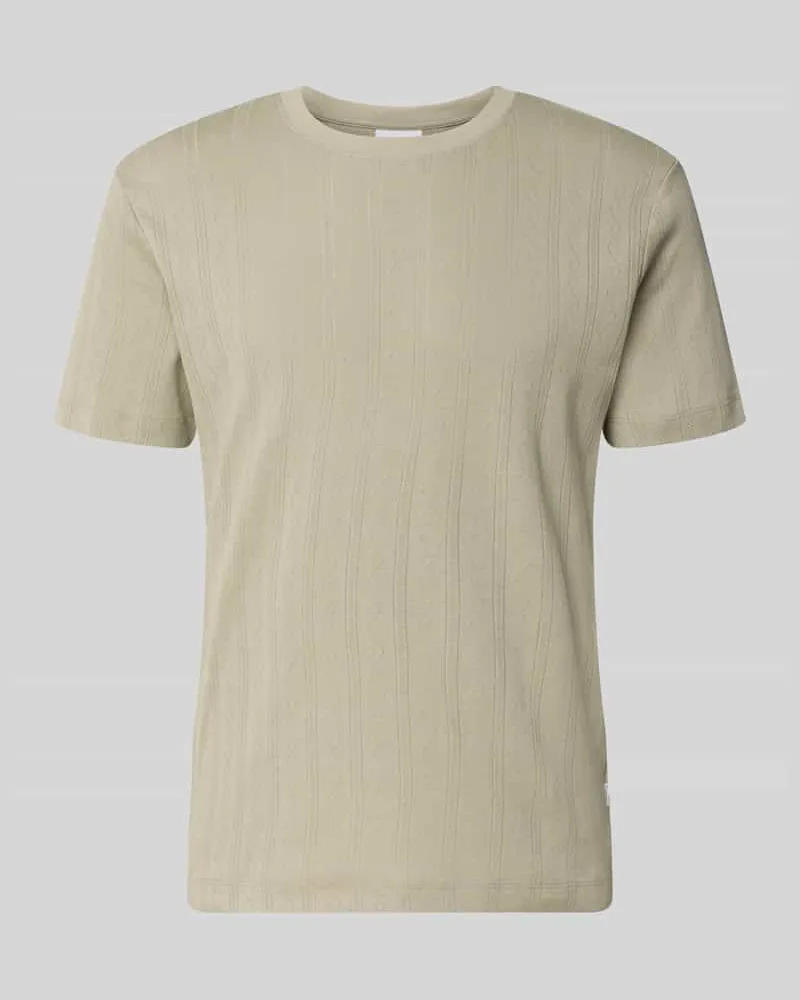Lindbergh T-Shirt in Jaquard-Strick mit Rundhalsausschnitt Oliv