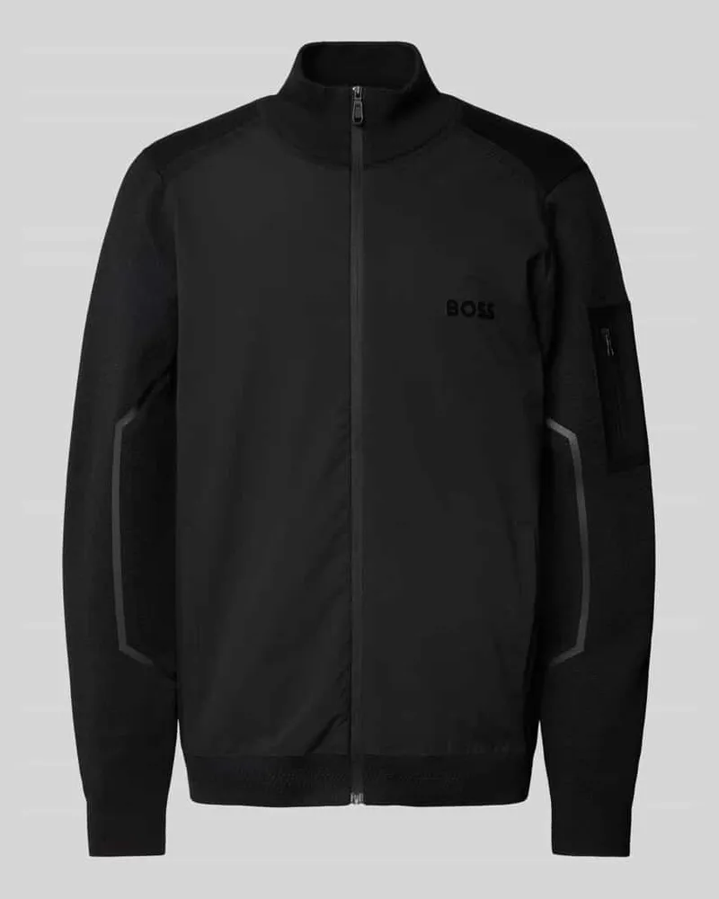 HUGO BOSS Sweatjacke mit Label-Print Black