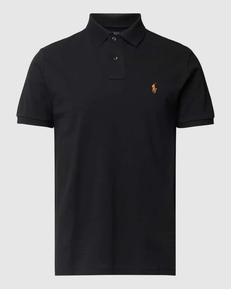 Ralph Lauren Custom Slim Fit Poloshirt mit Label-Stitching Black