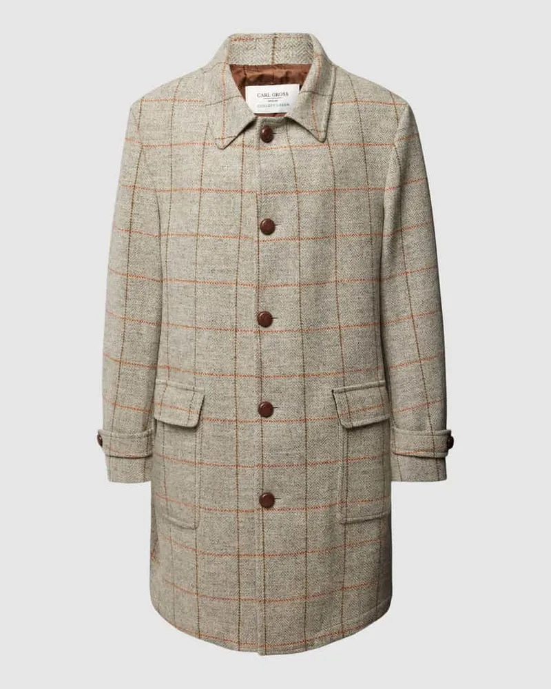 Carl Gross Mantel aus Schurwolle Modell 'Rowan Hellgrau
