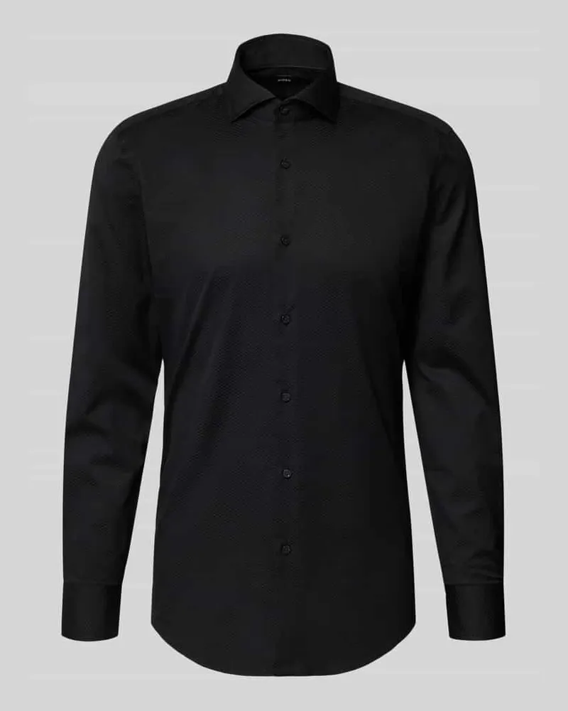 HUGO BOSS Slim Fit Businesshemd aus reiner Baumwolle Modell 'H-HANK-SP Black