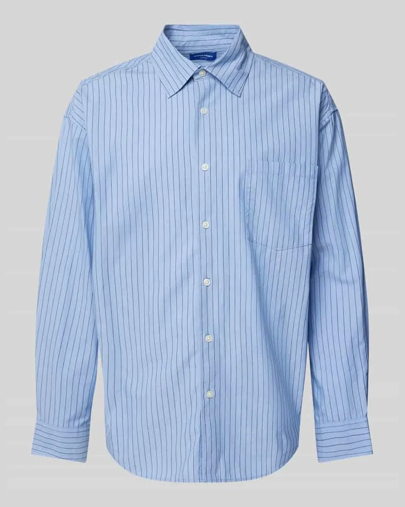 Jack & Jones Oversized Freizeithemd mit Brusttasche Modell 'ATLAS Blau