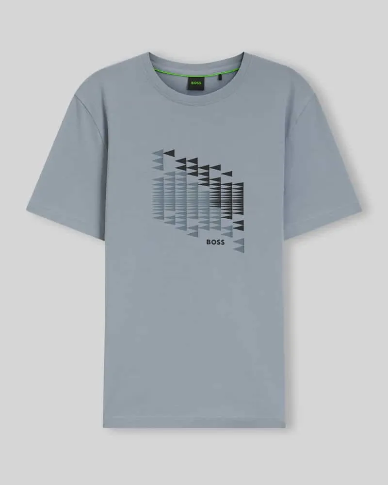 HUGO BOSS Relaxed Fit T-Shirt aus Baumwoll-Mix Modell 'TS_NETWORK FLAG Rauchblau