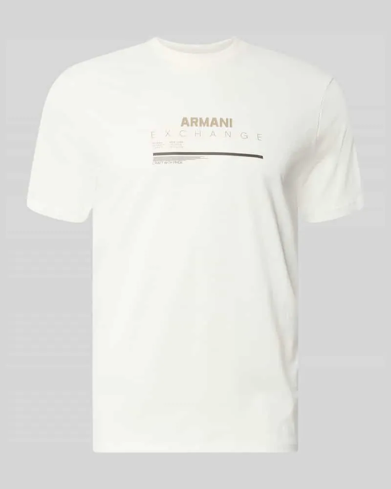 Armani Exchange Slim Fit T-Shirt aus reiner Baumwolle mit Logo-Print Weiss