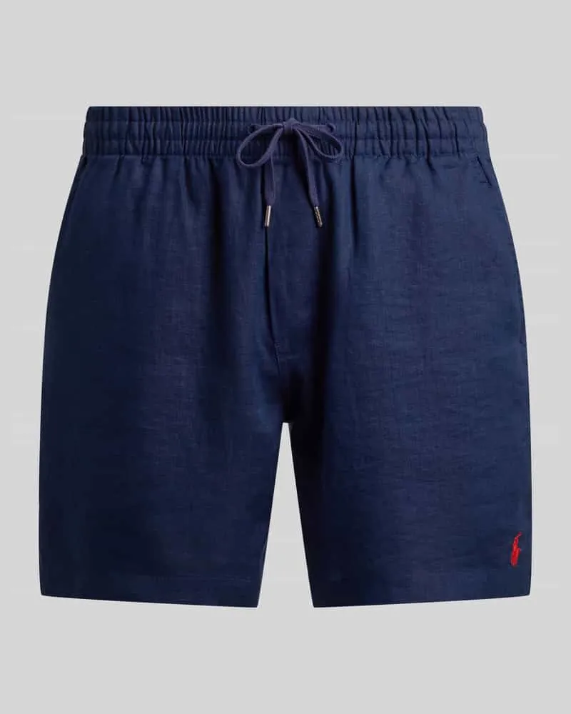 Ralph Lauren Leinenshorts mit Tunnelzugbund und Logo Stitching Marine