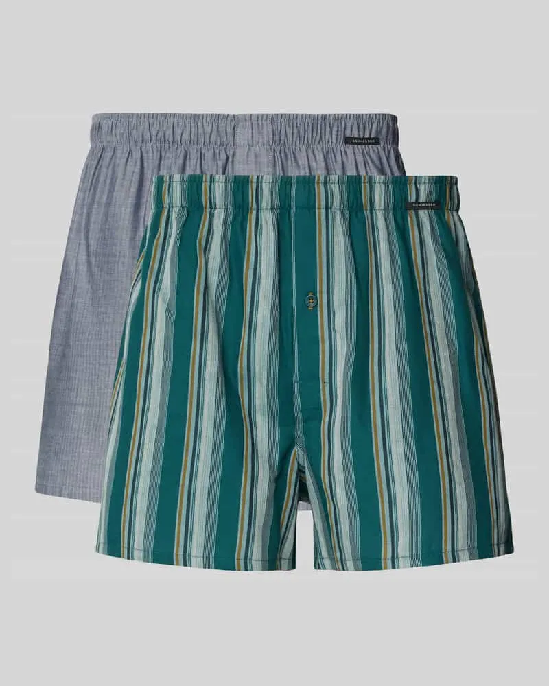 Schiesser Regular Fit Boxershorts aus reiner Baumwolle im 2er-Pack Gruen